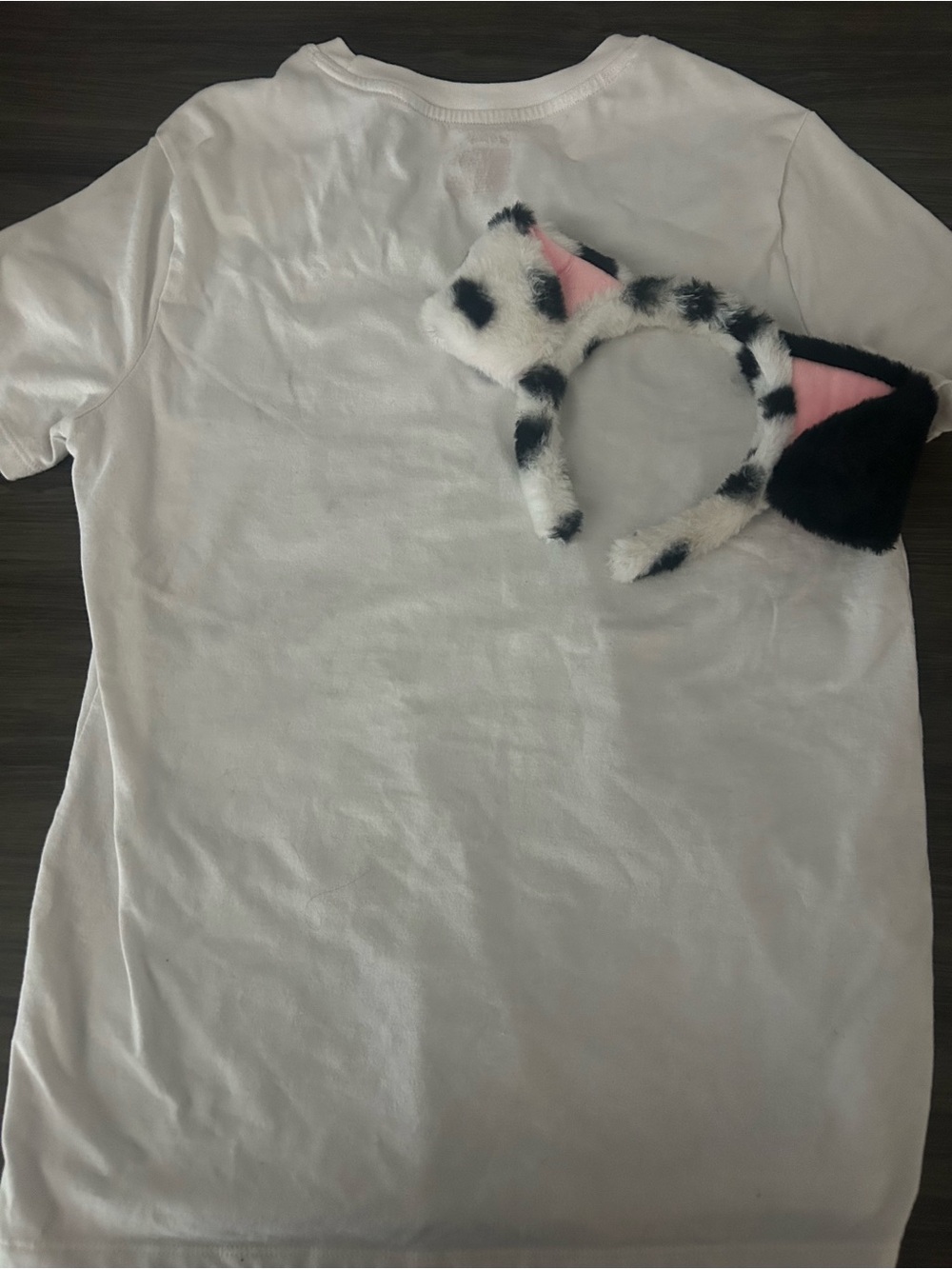 White Dalmatian Spot Graphic Tee with Faux Fur Ear Headband costume - Picture 2 of 5